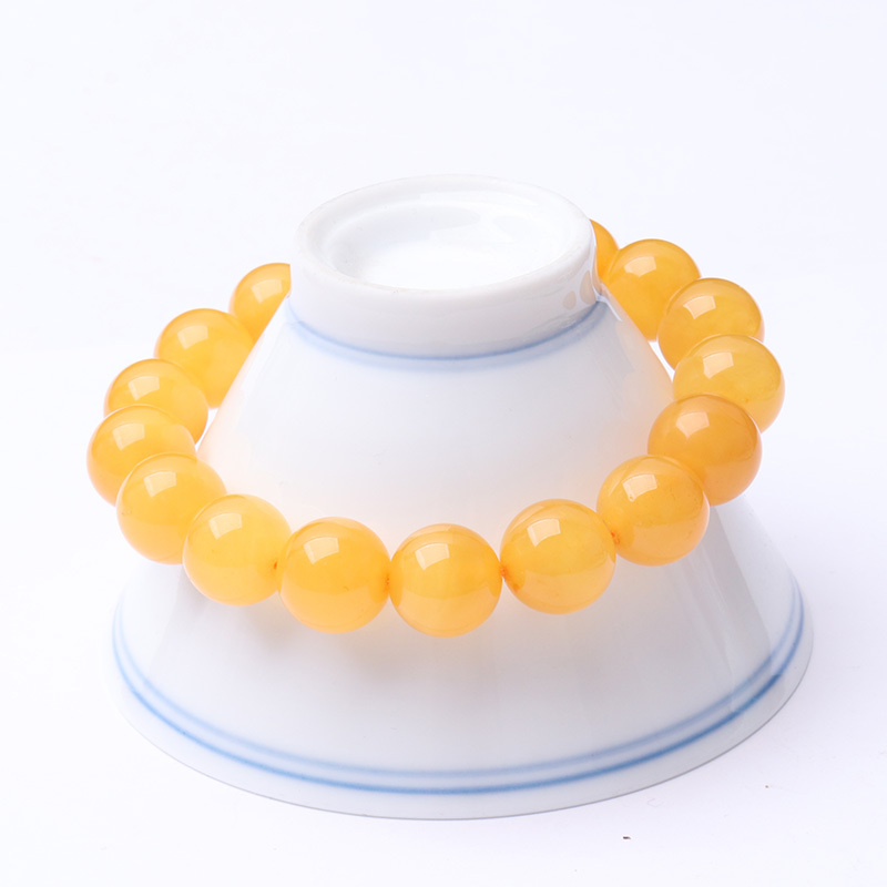 映时鸡油黄蜜蜡单圈手串11MM