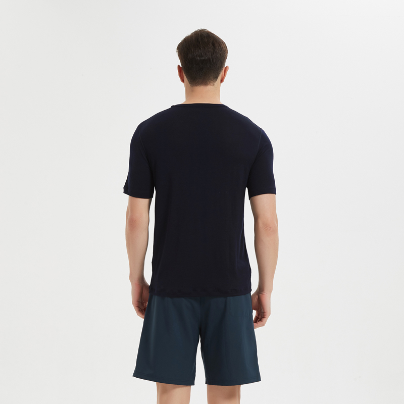 [质数N]男超细羊毛圆领短袖T恤·藏蓝