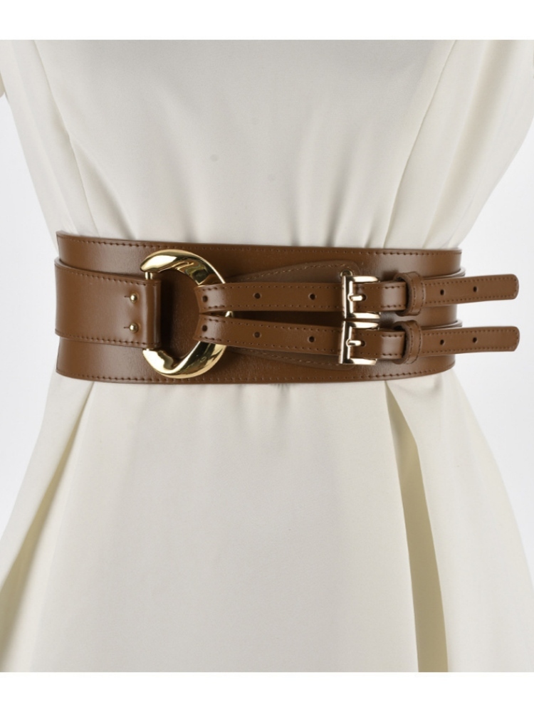 杜鹃鸟个性不规则设计腰封牛皮腰带80605·香芋粉