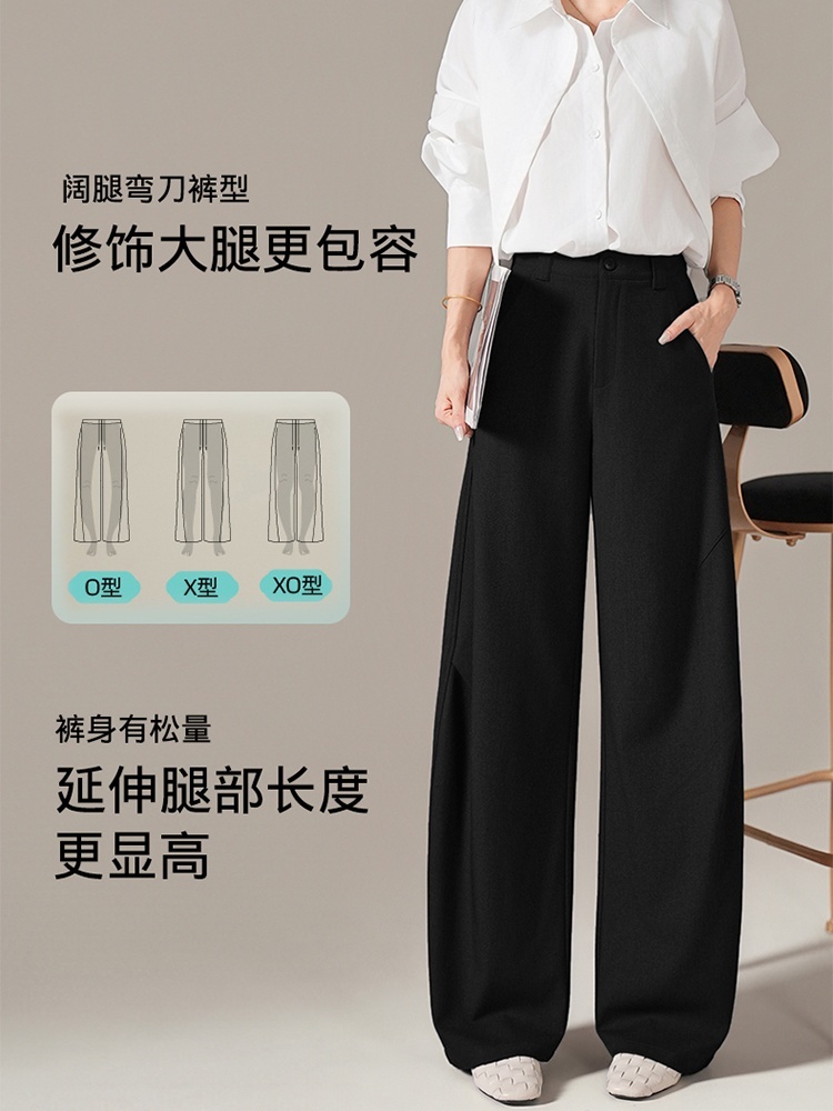 【品牌工厂出品】和顺圣春秋莱赛尔羊毛弯刀阔腿裤26089·黑色