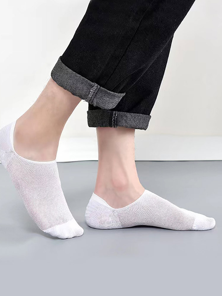 【10双船袜】桑蚕丝感网孔透气男女隐形船袜·男袜10双