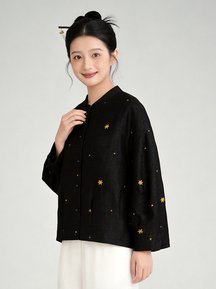 锦 纯桑蚕丝刺绣上衣25175·小黄花