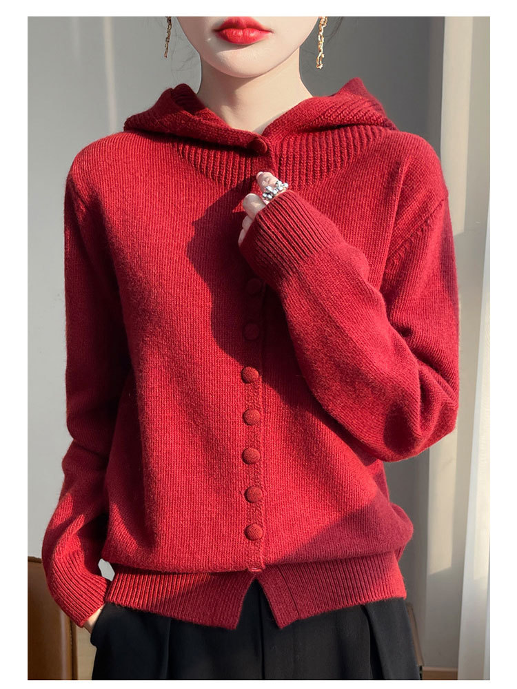 新款安迪绒超保暖百搭连帽开衫毛衣·浅灰色