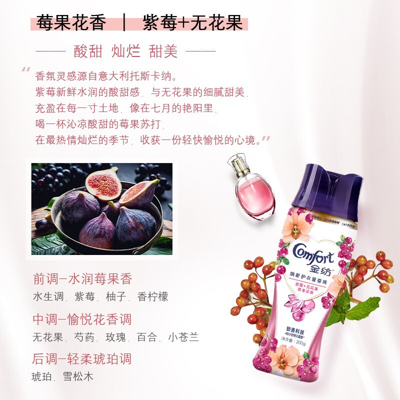 金纺(Comfort) 薰衣草+紫莓莓果花香焕新护衣留香珠200g+200g