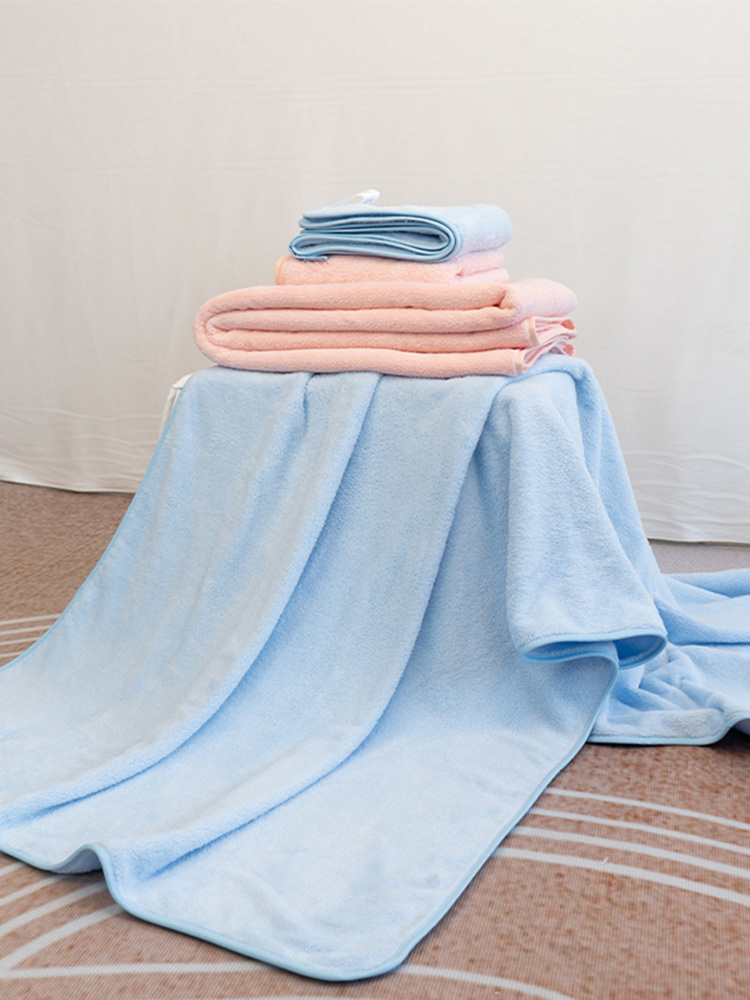 【合众精选】毛浴巾组合三件套70*140cm（蓝色/粉色） TN-PB25034