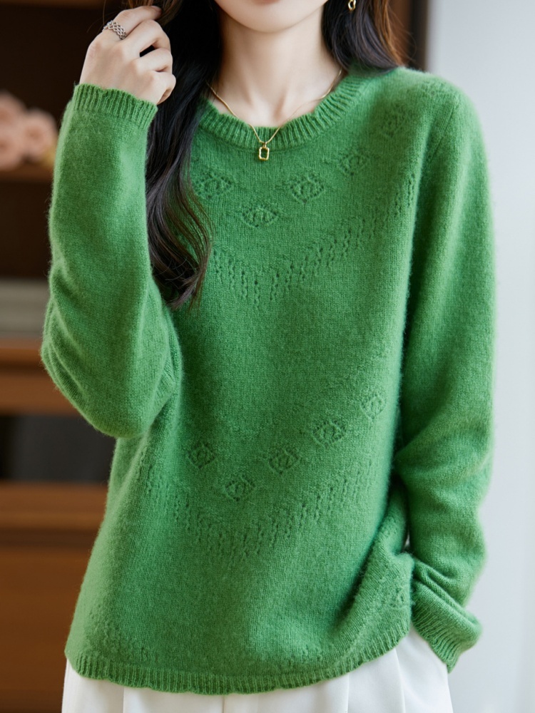 【100羊毛】特舒花边镂空毛衣TS-096·灰色