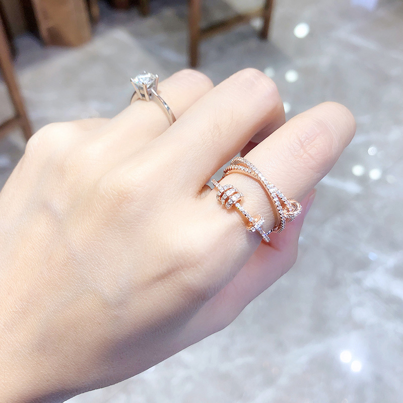 apmmonaco玫瑰金色三环转运圈时来运转戒指r17574ox