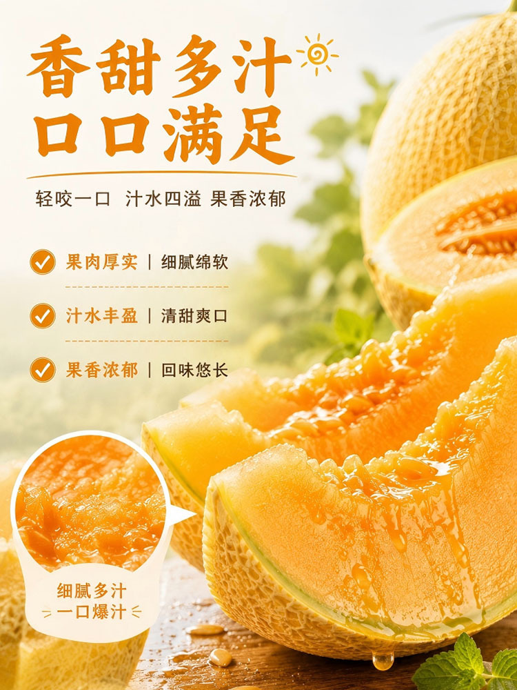 甘肃黄金哈密瓜带箱9斤【3-4个】皮薄肉厚 香甜多汁 果香浓郁