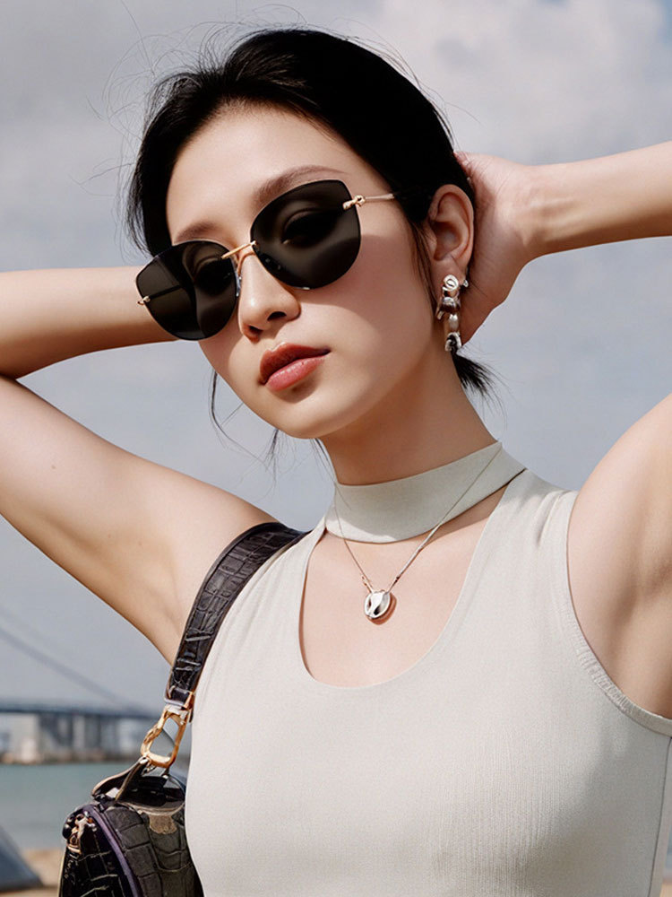 柔派金属大框渐变色防晒墨镜太阳镜JS8562·玫红色