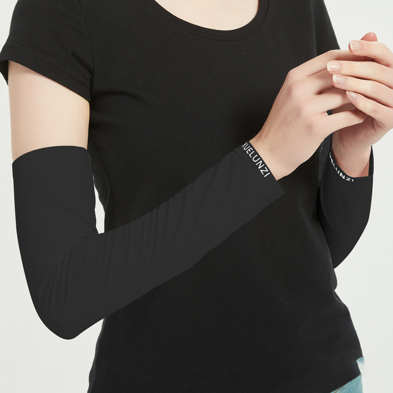 【2副装】UPF50+防紫外线 冰感护臂护手冰袖·B款【直筒款】黑色+A款【套指款】灰色