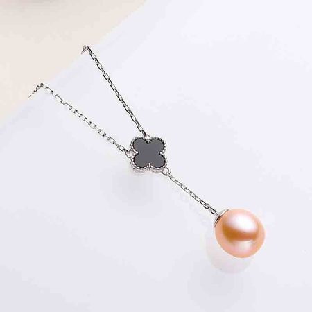 【xl535】8-9mm 幸运四叶草系列 糖果色珍珠项链·西柚色