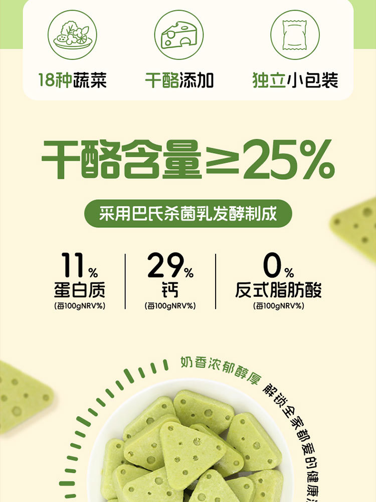 【首发福利】一品玉新疆青蔬三角奶酪100克*8袋