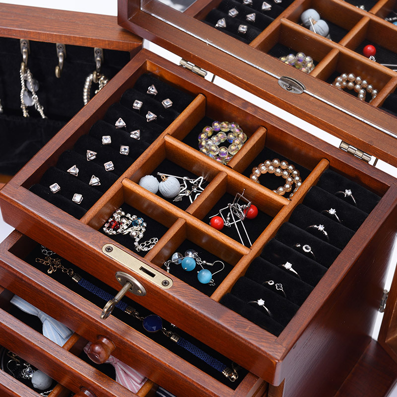 百年许氏实木多层大容量珠宝首饰盒