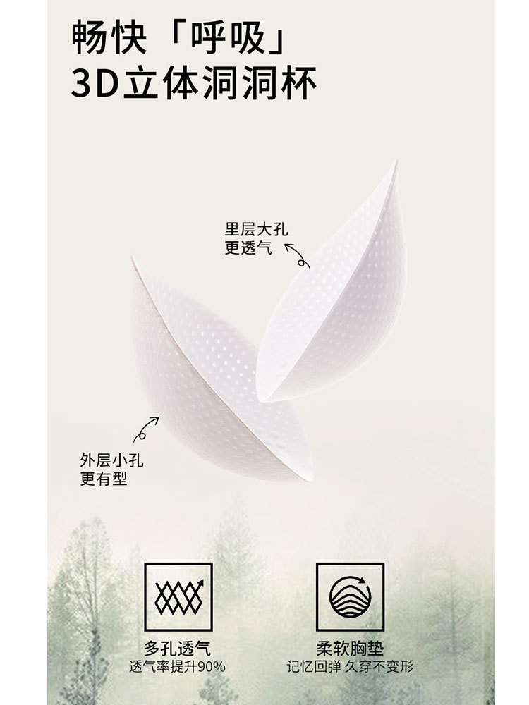 【2件超值组】特薄冰丝洞洞杯果冻胶软支撑防下垂内衣·肤色+黑色