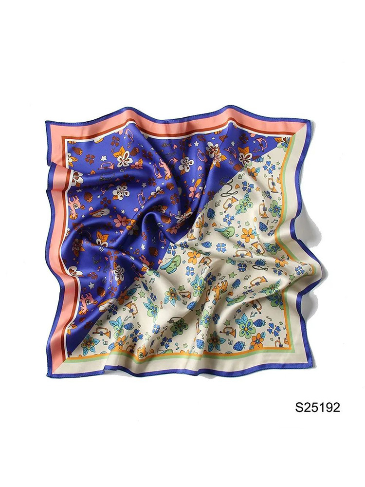 南秀丝语桑蚕丝素绉缎印花小方巾S25·192