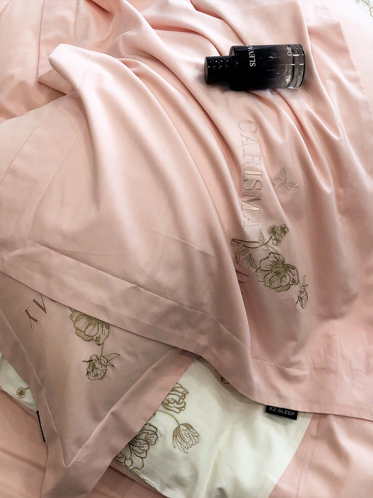凯特之家全棉优雅高精密刺绣四件套·艾薇儿-粉