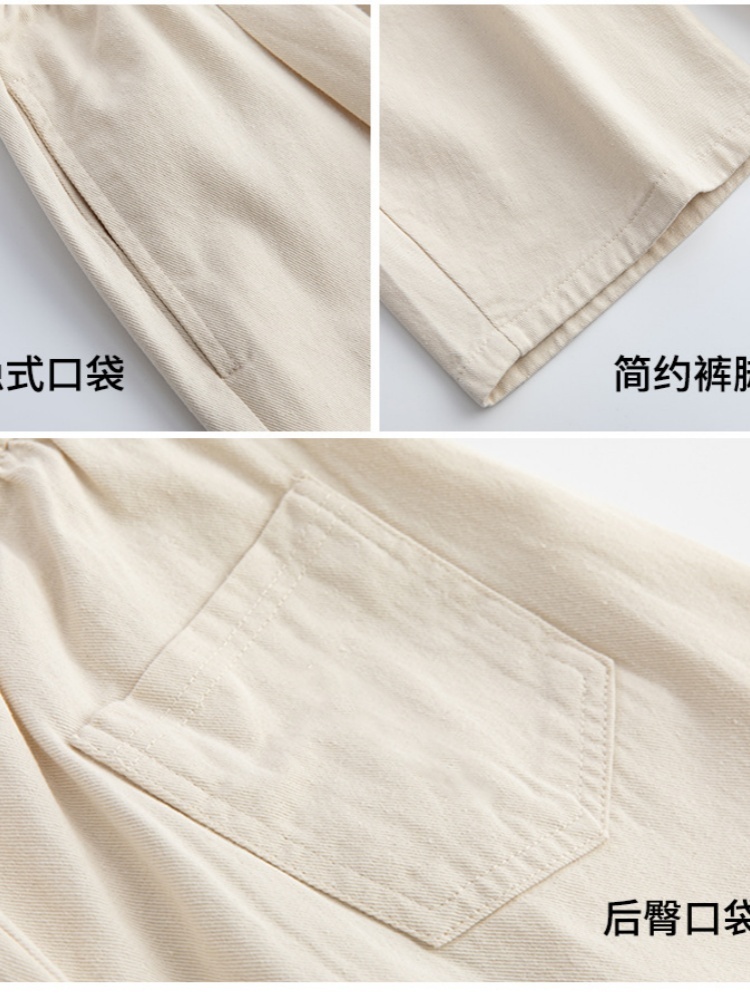 西果薄款水洗纯棉阔腿裤M0319-八分-1·粉色九分