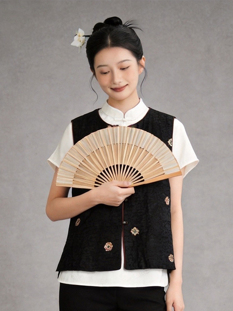 锦纯桑蚕丝香云纱马甲J20260363·铜钱花