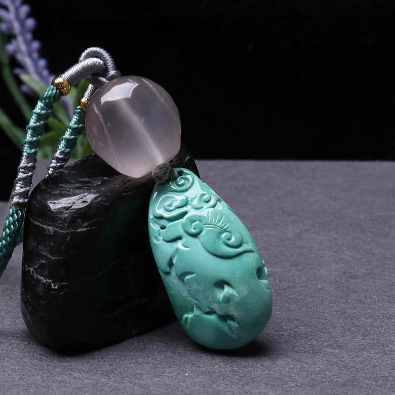 映时精选绿松石喜上眉梢吊坠挂件孤品