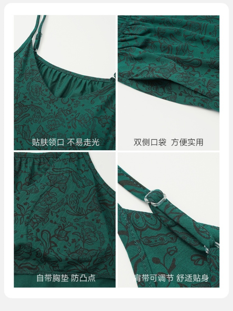 【莫代尔带胸垫】安曼小性感吊带家居服套装XX-16002D·16009D