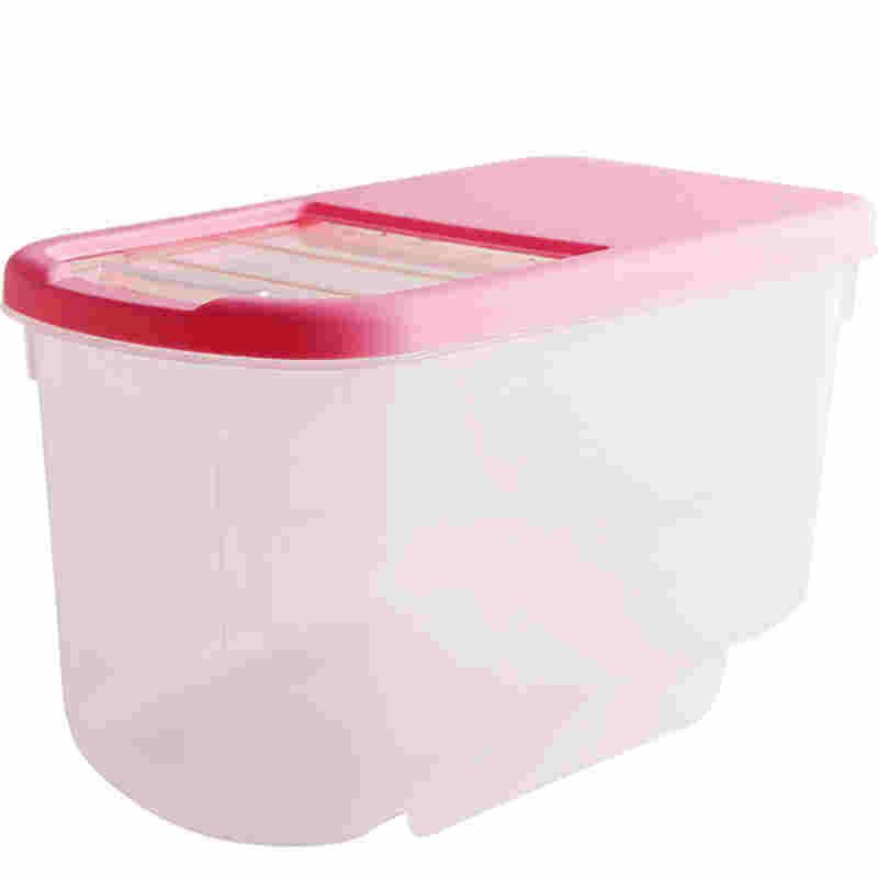 宝优妮厨房日式塑料加厚储米方形米缸面粉桶定量米箱送量杯·粉色