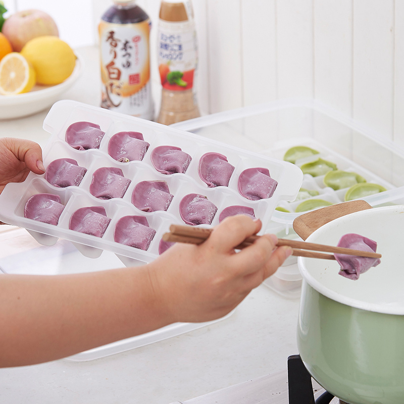 吉优百 厨房冰箱速冻冷冻专用保鲜馄饨收纳饺子盒·白色