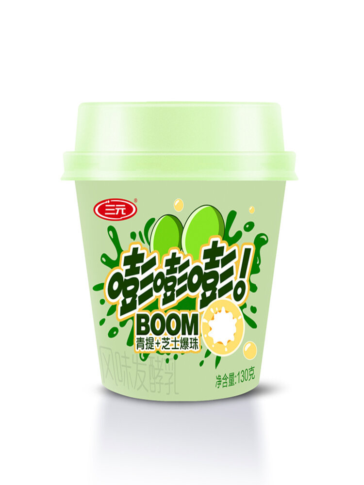 三元 嘭嘭爆珠酸奶 青提口味130g*3杯/排*4排 4341