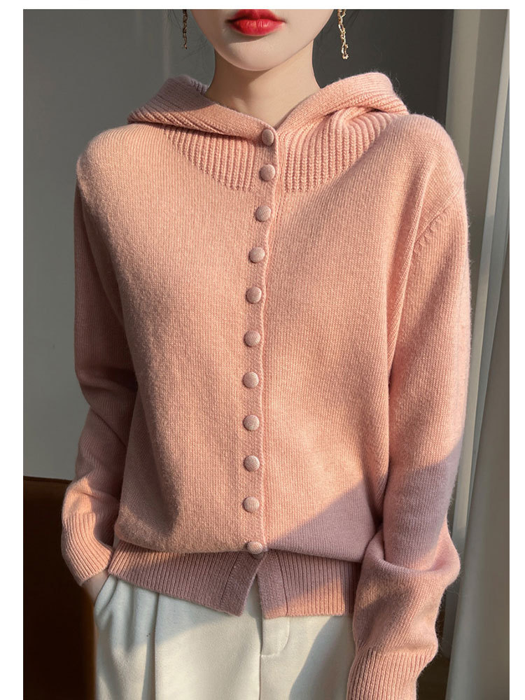 新款安迪绒超保暖百搭连帽开衫毛衣·浅灰色