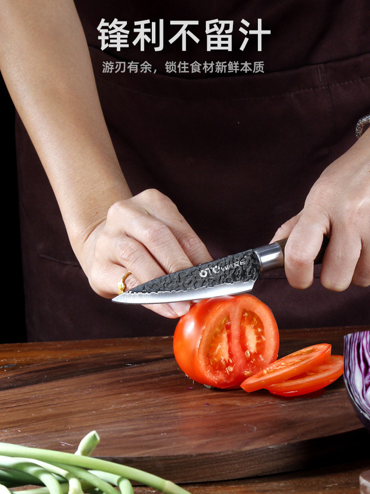 5件套不锈钢菜刀锻打锤纹厨师刀水果刀·菜刀+厨师刀+水果刀+厨房剪+瓜果刨