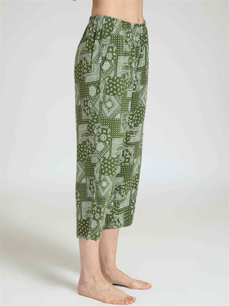【专柜同步】纤丝鸟几何欧尚花系列女士八分裤·绿色花