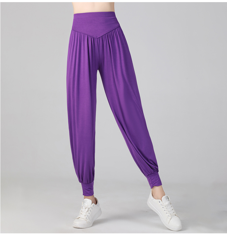 米绘莫代尔瑜伽广场舞灯笼裤紫色7371
