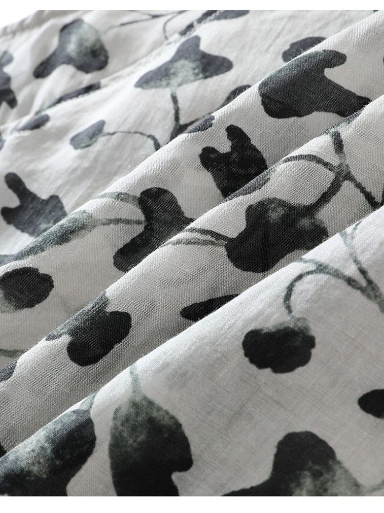 【100苎麻】可风各水墨晕染短袖衬衫63059·水墨灰