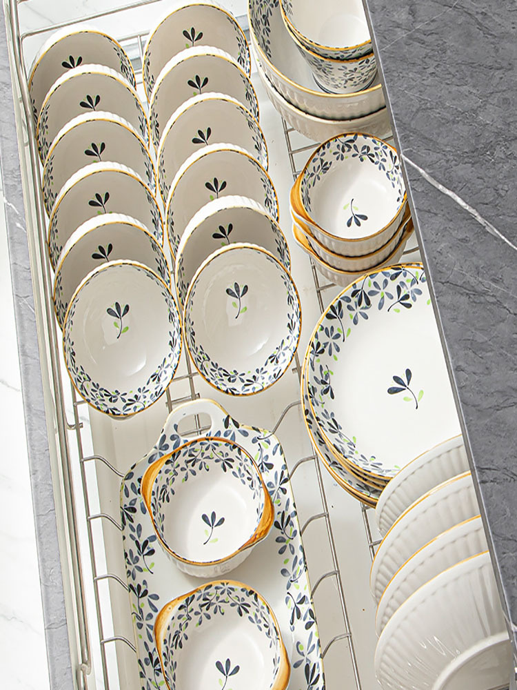 高颜值四季繁花系列家用4.75寸陶瓷餐具条纹碗套装（8只装）·冬