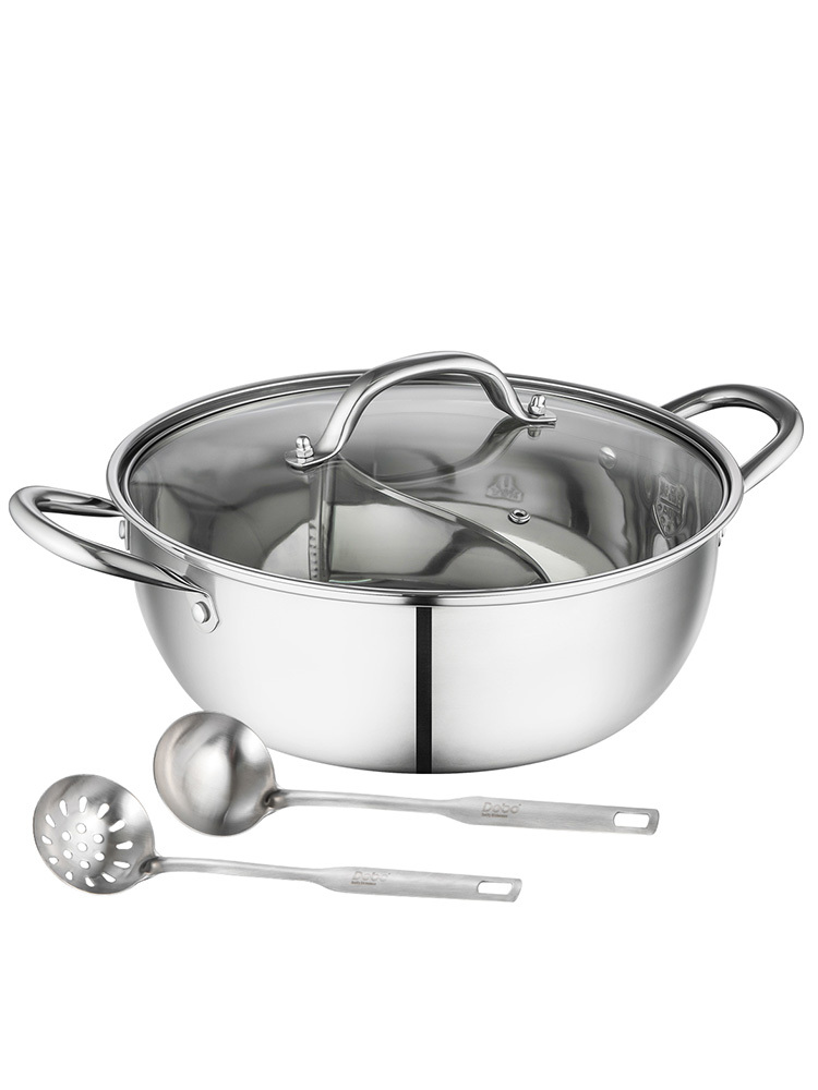 德铂 鸳鸯火锅30cm（送汤勺、漏勺）DEP-DS255