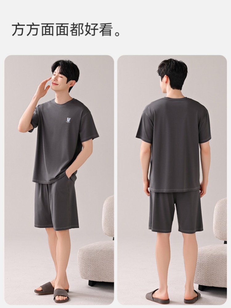 【凉感莫代尔】安曼男士短袖短裤家居服套装49505·49503