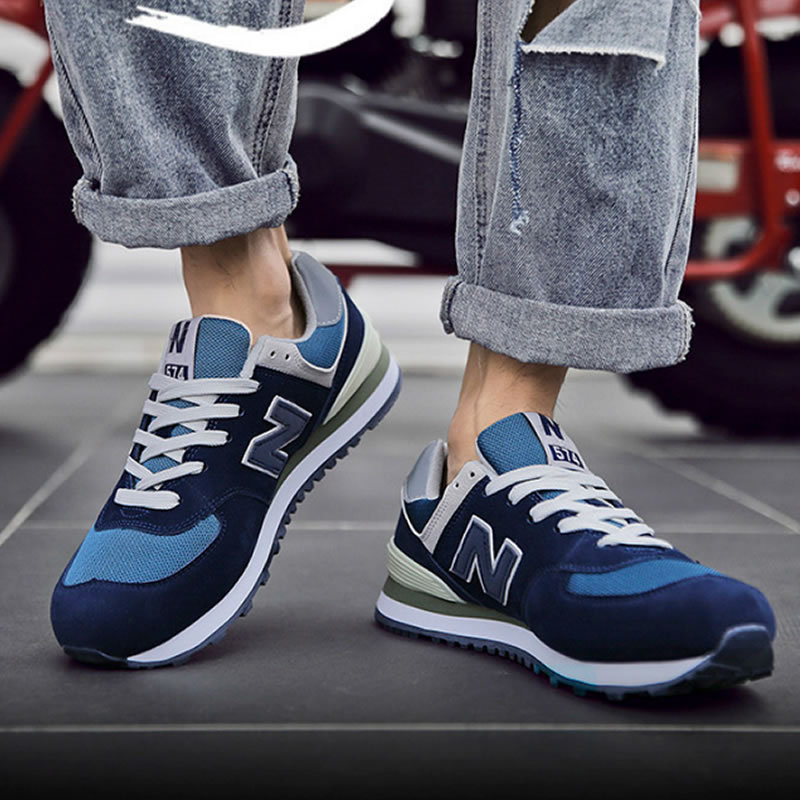 春秋新百伦酷跑男女n字男女款运动鞋g574海军蓝