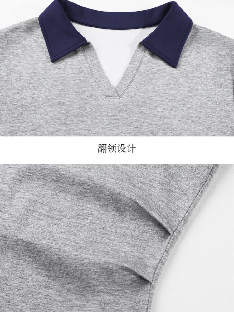 轩凌子撞色POLO领收腰连衣裙XS82620076·黑色