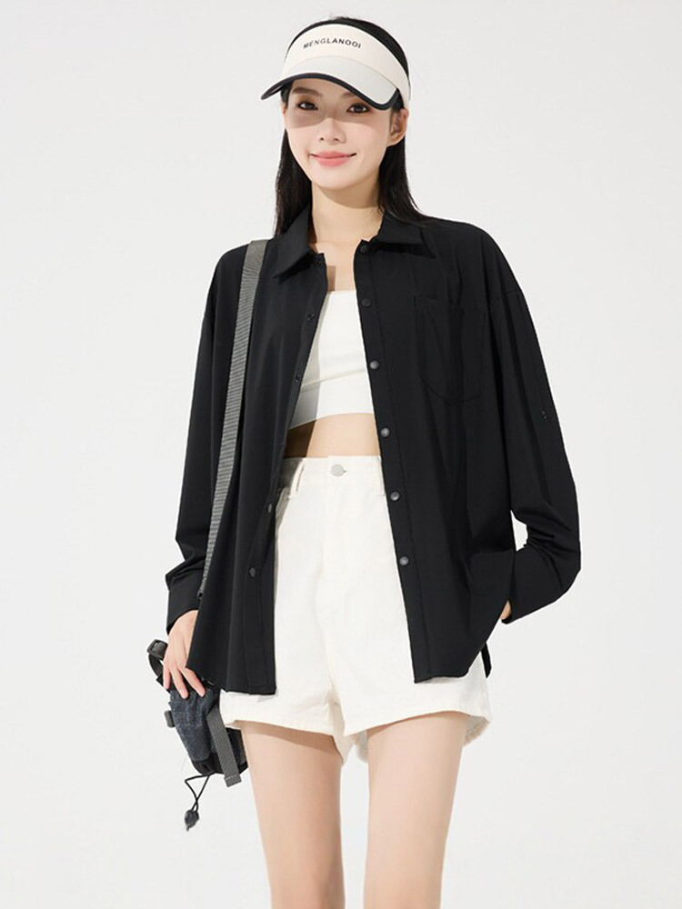 【质检UPF50+/专柜同款】设计师时尚冰感透气防晒衬衫·火龙果色