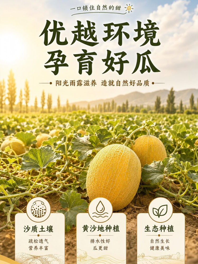 甘肃黄金哈密瓜带箱9斤【3-4个】皮薄肉厚 香甜多汁 果香浓郁