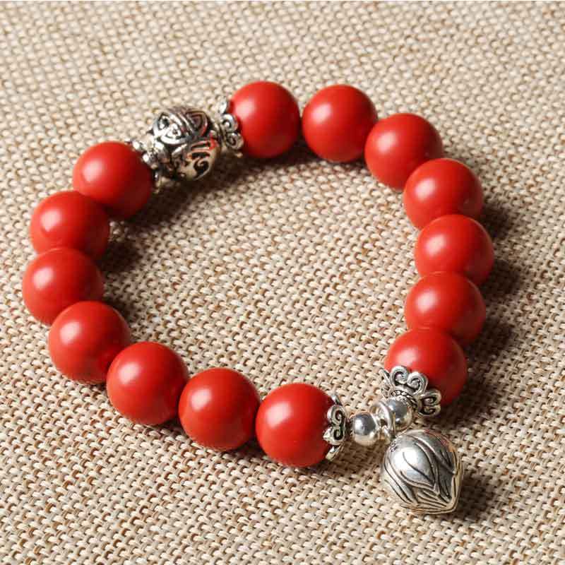 京珠部落 925银宏图好运12mm朱砂手链