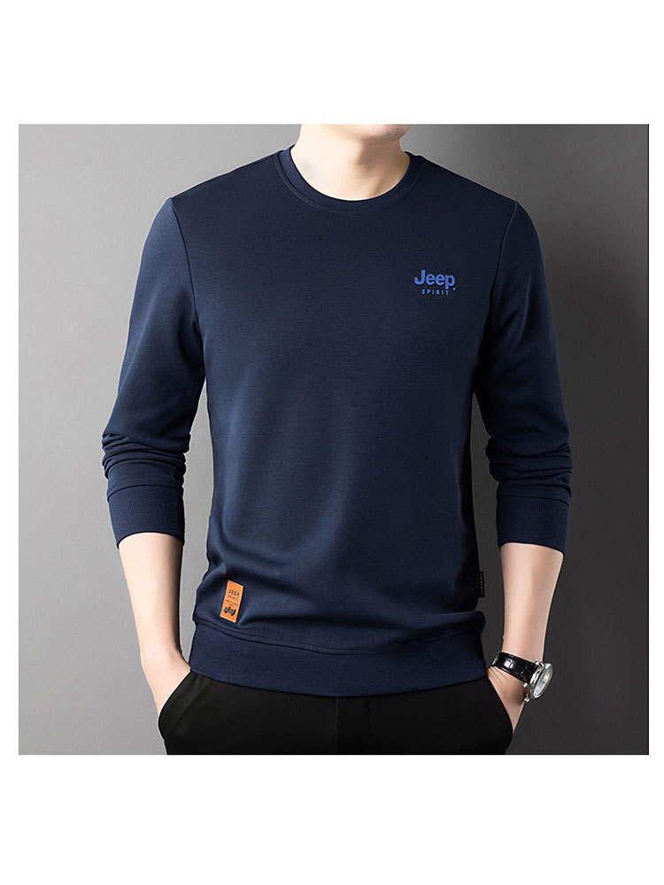 JEEP 卫衣新品纯色大码长袖圆领T恤宽松HB-T22068·中兰