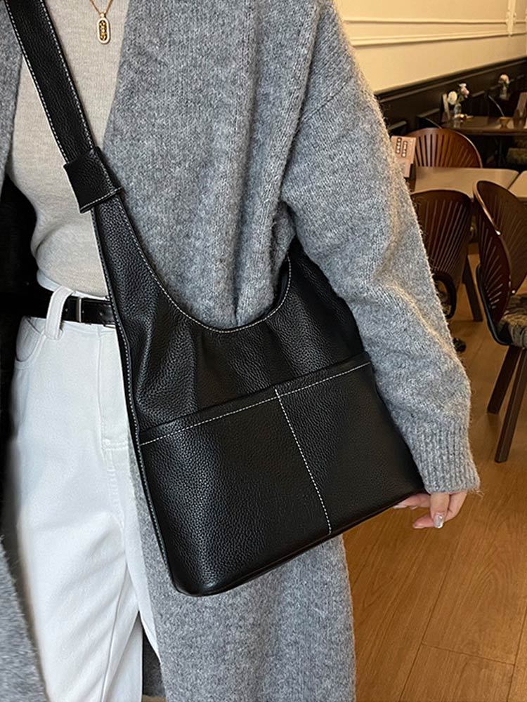 头层牛皮高级感小众真皮单肩斜挎包102#·卡其色