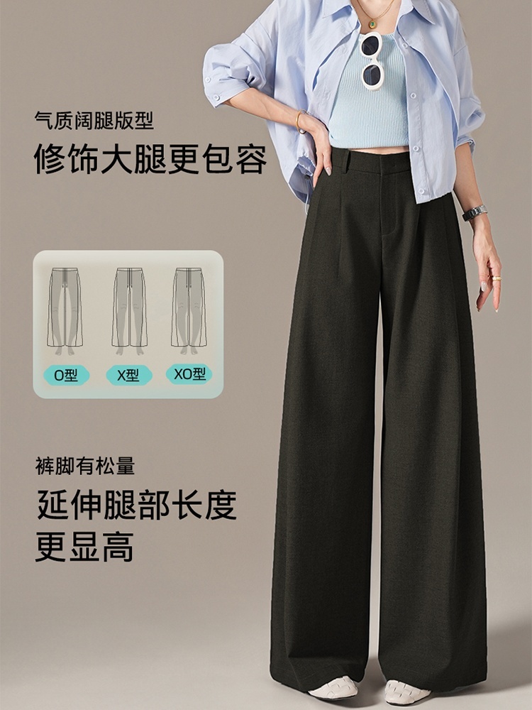 【品牌工厂出品】和顺圣春秋羊毛西装阔腿裤26091·墨苔绿