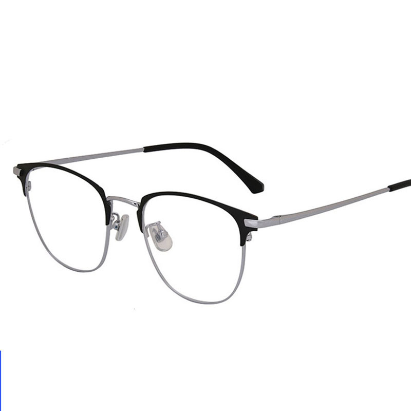 骊佳LJGOOD防蓝光护目镜时尚钛合金镜架男士商务眼镜框4004·黑银
