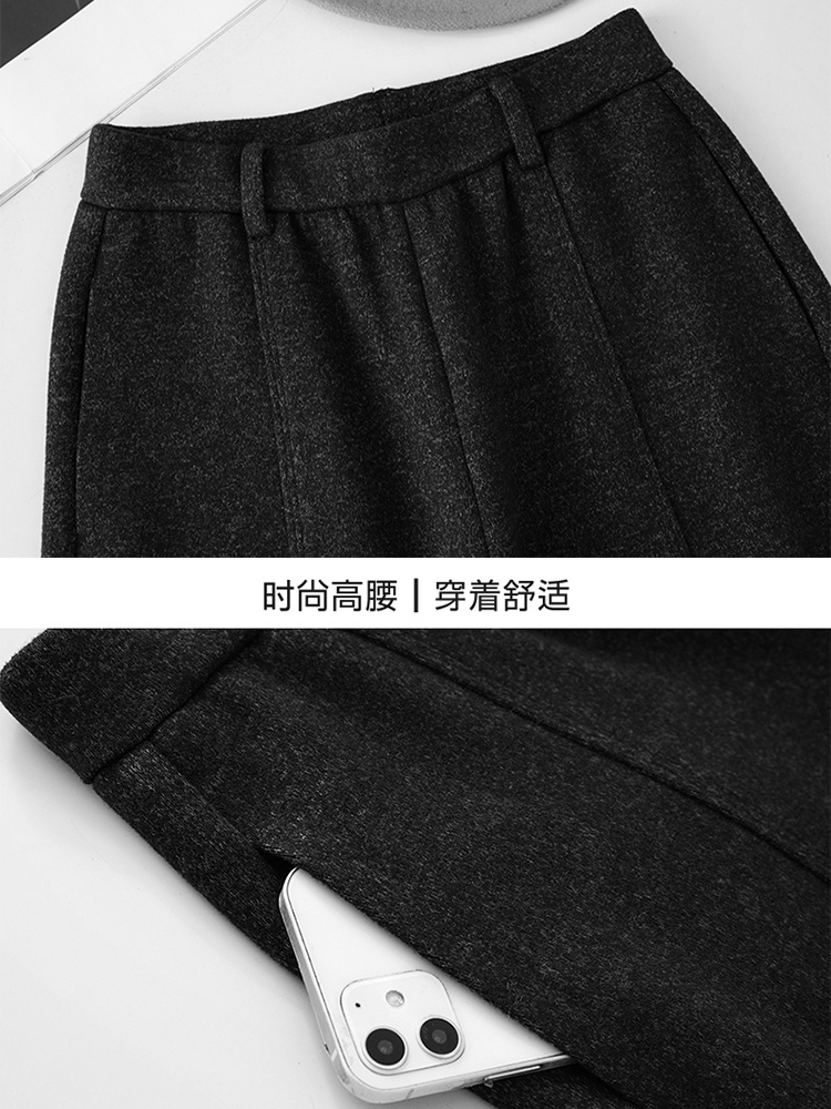 【大牌代工厂出品】和顺圣加厚绒醋酸羊毛呢弯刀裤3066A·黑灰色