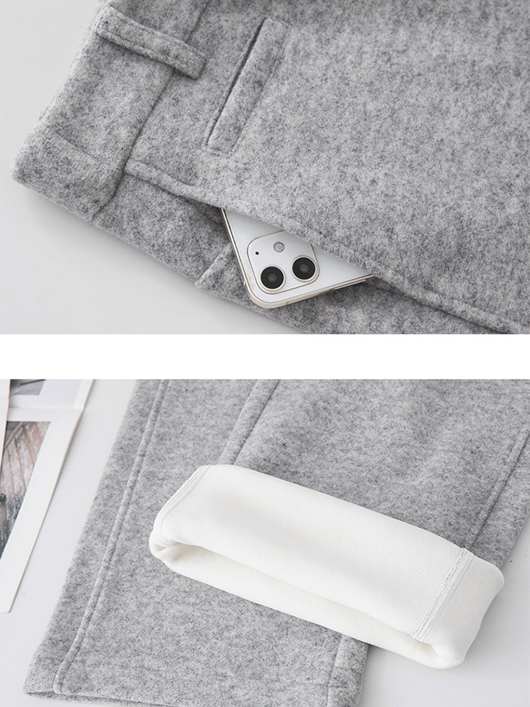 【大牌代工厂出品】和顺圣加厚绒羊毛呢阔腿裤3086·雪花灰