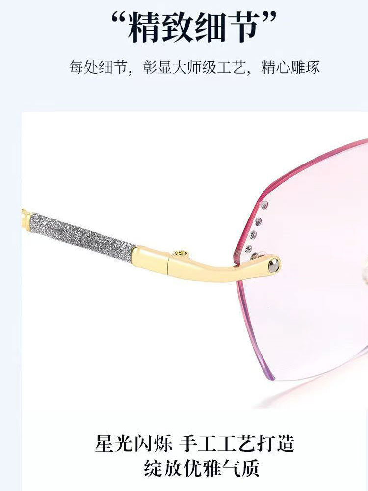 超好看钻石切边无框防蓝光高清老花镜215#·银色