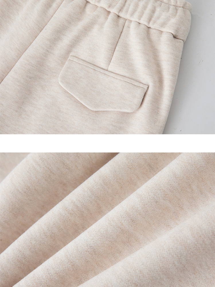 【大牌代工厂出品】和顺圣秋冬加厚羊毛呢系带阔腿裤3075·米杏色