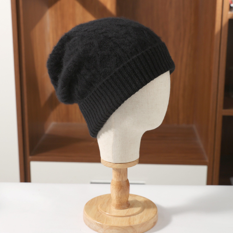 男女同款羊毛护耳防寒挡风保暖针织帽·黑色