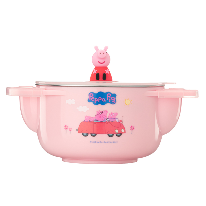 泰福高佩奇不锈钢儿童注水碗·粉色/T4304